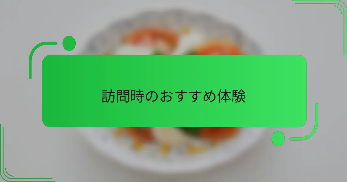訪問時のおすすめ体験