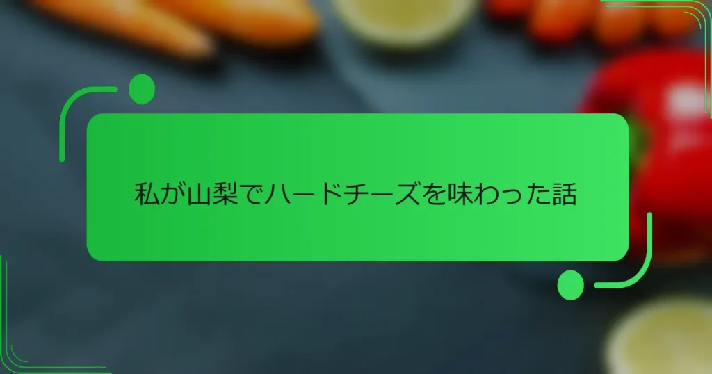 私が山梨でハードチーズを味わった話