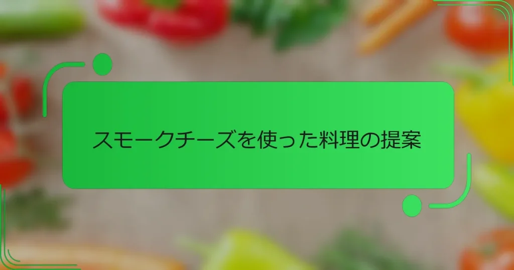 スモークチーズを使った料理の提案