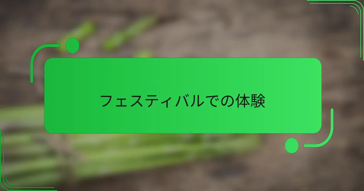 フェスティバルでの体験